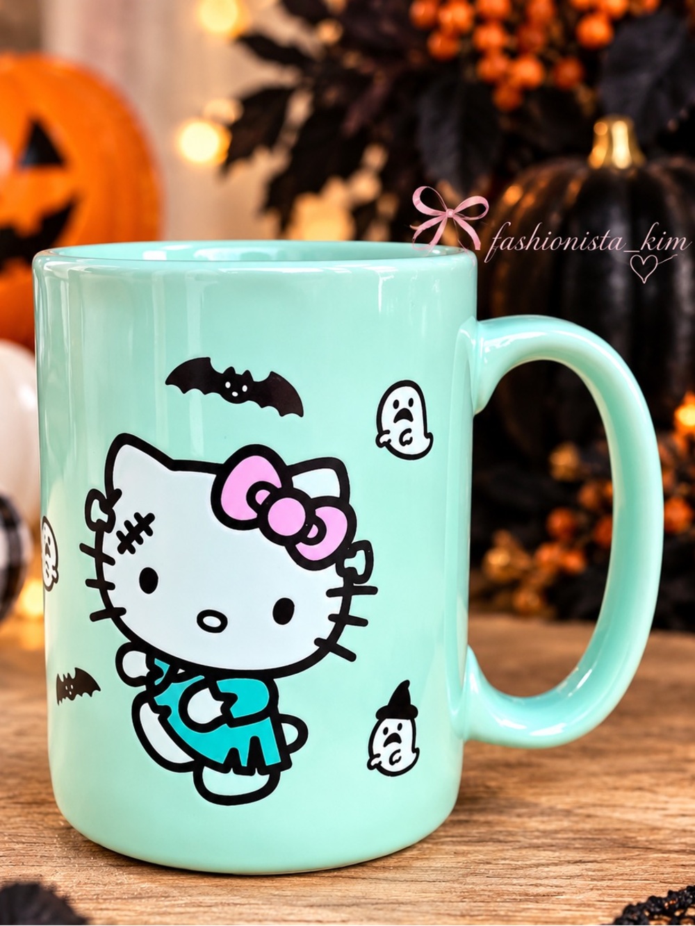 Hello kitty Halloween Frankensteinn green mug NEW
